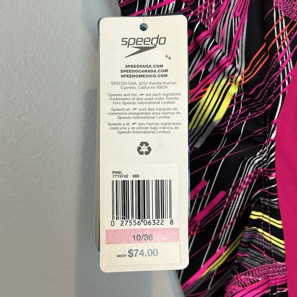 SPEEDO Fragments Drill Back PowerFlex Pink Swimsuit Women's size 10 / 36 NWT - Picture 6 of 14